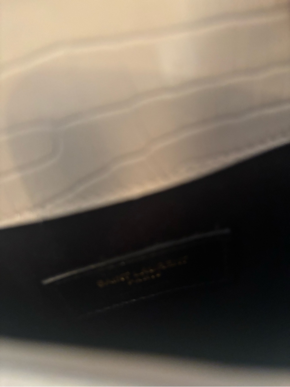 Saint Laurent Cream Croc-Embossed Envelope Clutch with Gold YSL - Picture 5 of 5